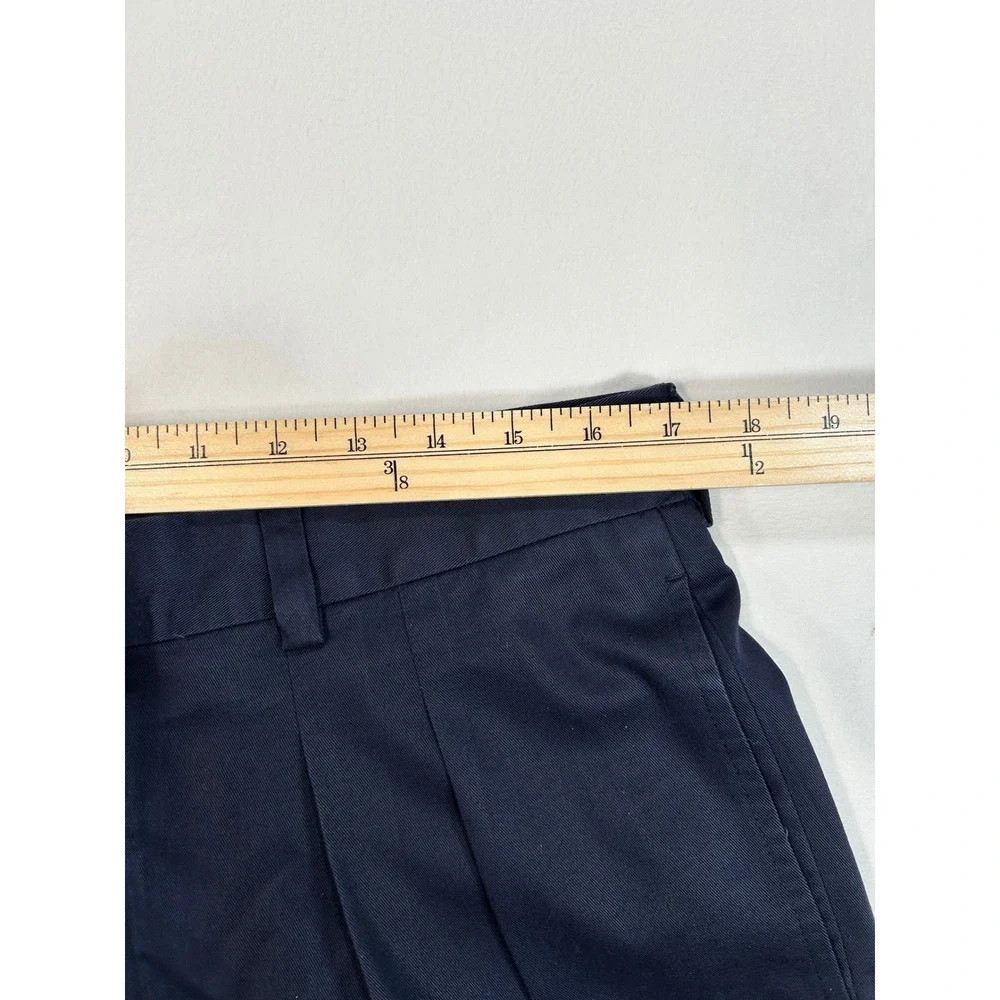 LL Bean Classic Fit Preppy Pleated Chinos Mens 35x30 Navy Blue Cotton Trousers‎